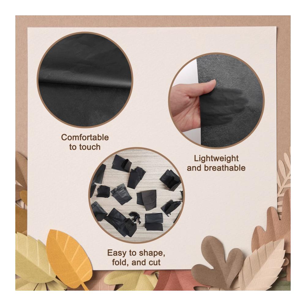 Seidenpapier Schwarze 125 Blatt 50 x 76 cm 17gm – Hochwertiges säurefreies Geschenkpapier für kreative Geschenkverpackungen Decoupage Kunsthandwerk Geburtstage und Halloween. Ideal für stilvolle Präsentationen