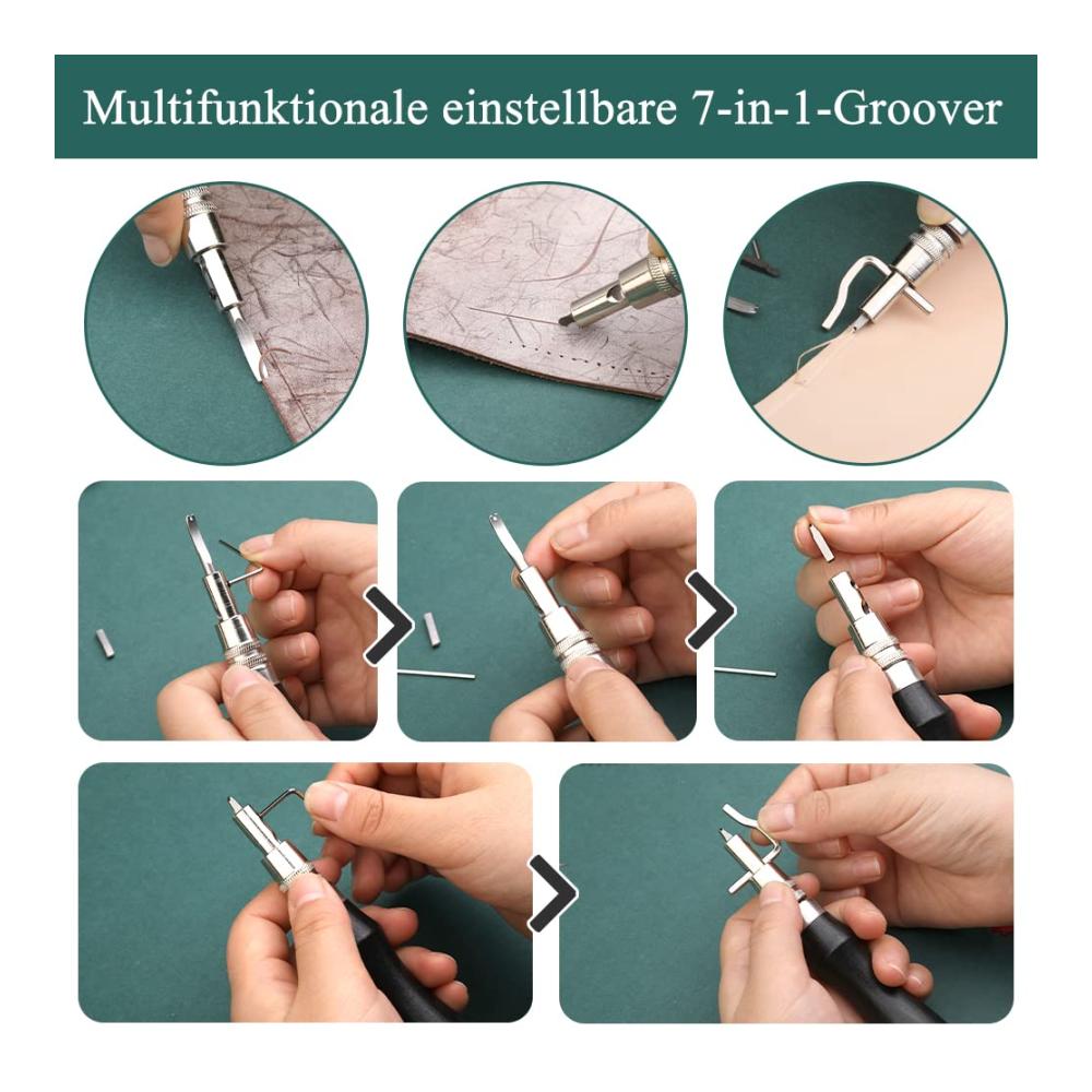 Entdecken Sie Kreativität Hochwertiges Nähset für Lederhandwerk – Perfektes Leder-Nähset mit Werkzeugen zum Schneiden Stanzen Nähen und Schnitzen – Inklusive individueller Aufbewahrungstasche für ultimative Handwerkskunst