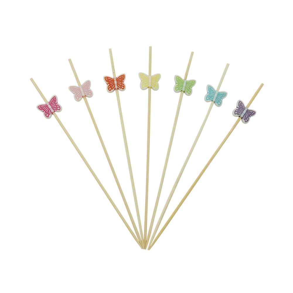 100 Stück Bambus Cocktailspieße 12cm Herz-Dekoration | Holz-Zahnstocher für Snacks Getränke Desserts & Gebäck | Einweg Obststäbchen für stilvolle Party Lebensmitteldekoration und Sandwiches