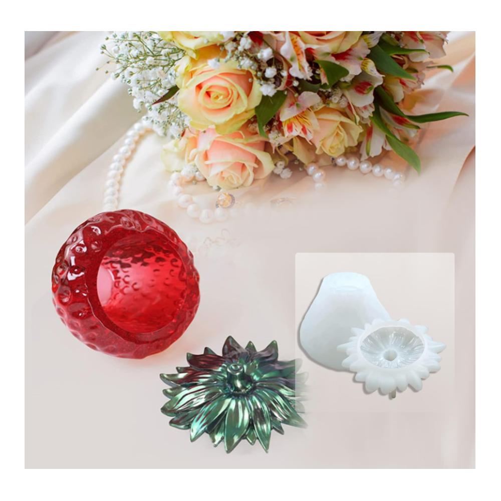 Erdbeerglasformen Set für Modellieren & Gießen | Silikonformen für Epoxidharz | Inklusive Deckel für Aufbewahrung | DIY Vorratsdosen aus Glas | Strawberry Resin Formen für kreative Projekte