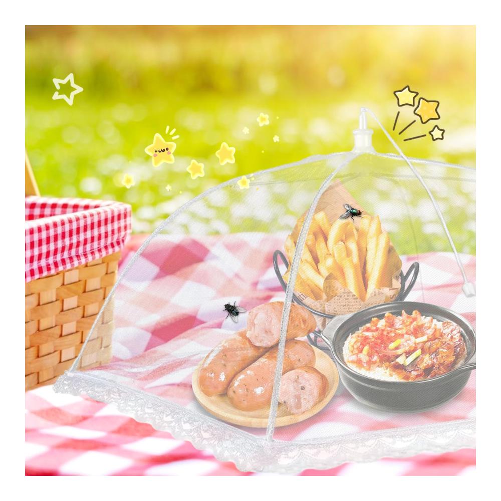 Premium Abdeck- & Fliegenhauben-Set 2 Stück Lebensmittel-Abdeckhauben mit Obstnetz für Fruchtfliegen-Schutz – Ideal für Picknick BBQ und mehr