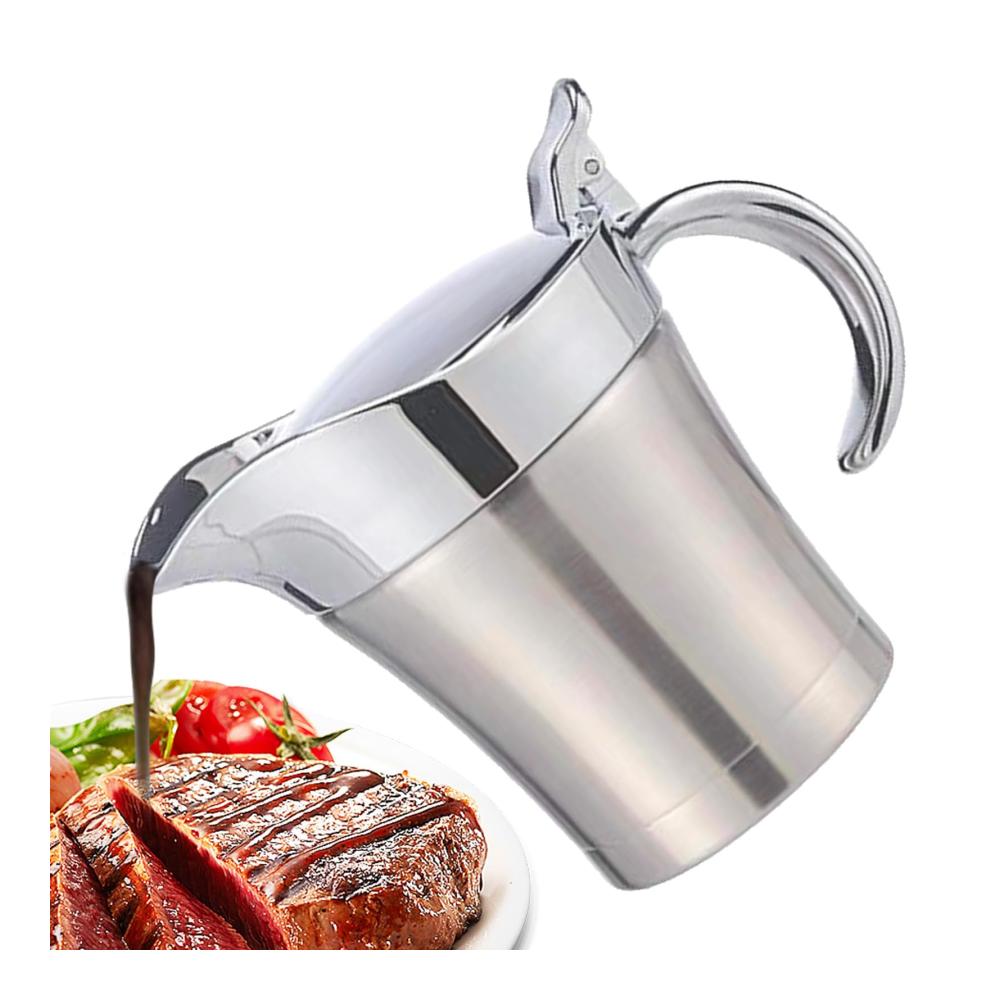 Isolierter Soßenkrug aus Edelstahl - Tragbarer hitzebeständiger Dressingkrug für festliche Anlässe. Leichter Krug für flüssige Gewürze perfekt für Weihnachtsessen mit der Familie. Premium Serviergeschirr für anspruchsvolle Saucen