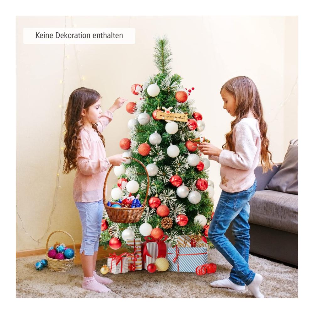 Erleben Sie festliche Magie 120 cm Künstlicher Weihnachtsbaum mit 160 verschneiten Zweigen! Stilvoller Christbaum für Zuhause Büro & Eingangsbereich. Inklusive stabilem Metallständer & praktischem Klappsystem für mühelose Aufbewahrung. Verschönern Sie Ihr Fest mit diesem zauberhaften Tannenbaum