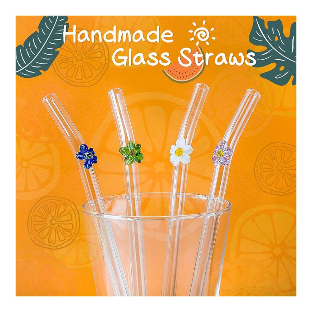 Genießen Sie Nachhaltigkeit! 5 bunte Glasstrohhalme mit Reinigungsbürsten - Umweltfreundliche Alternative für Smoothies Milchshakes & Saft