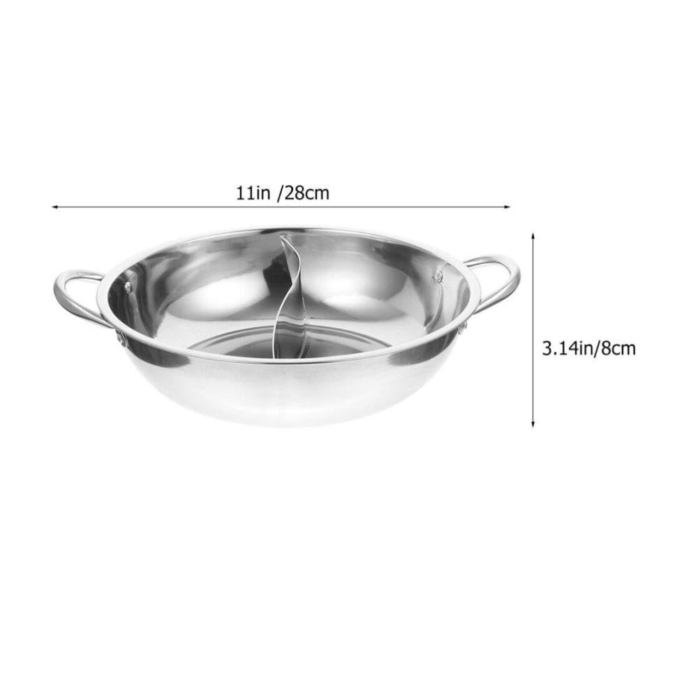 Edelstahl-Shabu-Hot Pot Set | 2-Fächer Chinesischer Suppentopf | 11 Zoll Induktions-Ramen-Kocher | Hochwertiges Kochgeschirr für Gasherd | Töpfe & Pfannen für köstliche Küchenerlebnisse
