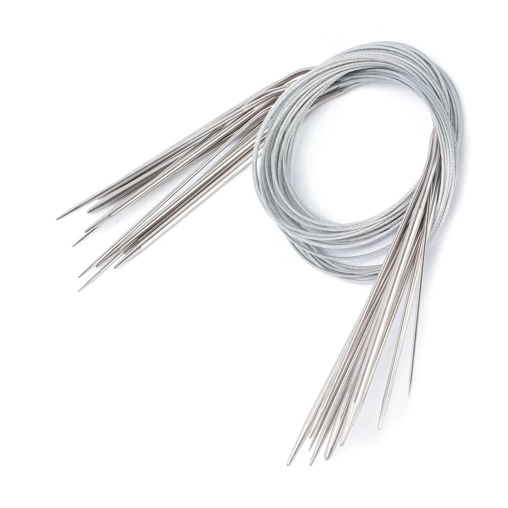 Stricknadeln-Set mit 11 Rundstricknadeln Größen von 15–5 mm hochwertiger Edelstahl ideales Rundes Metall-Set für Mutter und Großmutter Doppelspitze (80 cm) - Perfekte Strickerfahrung