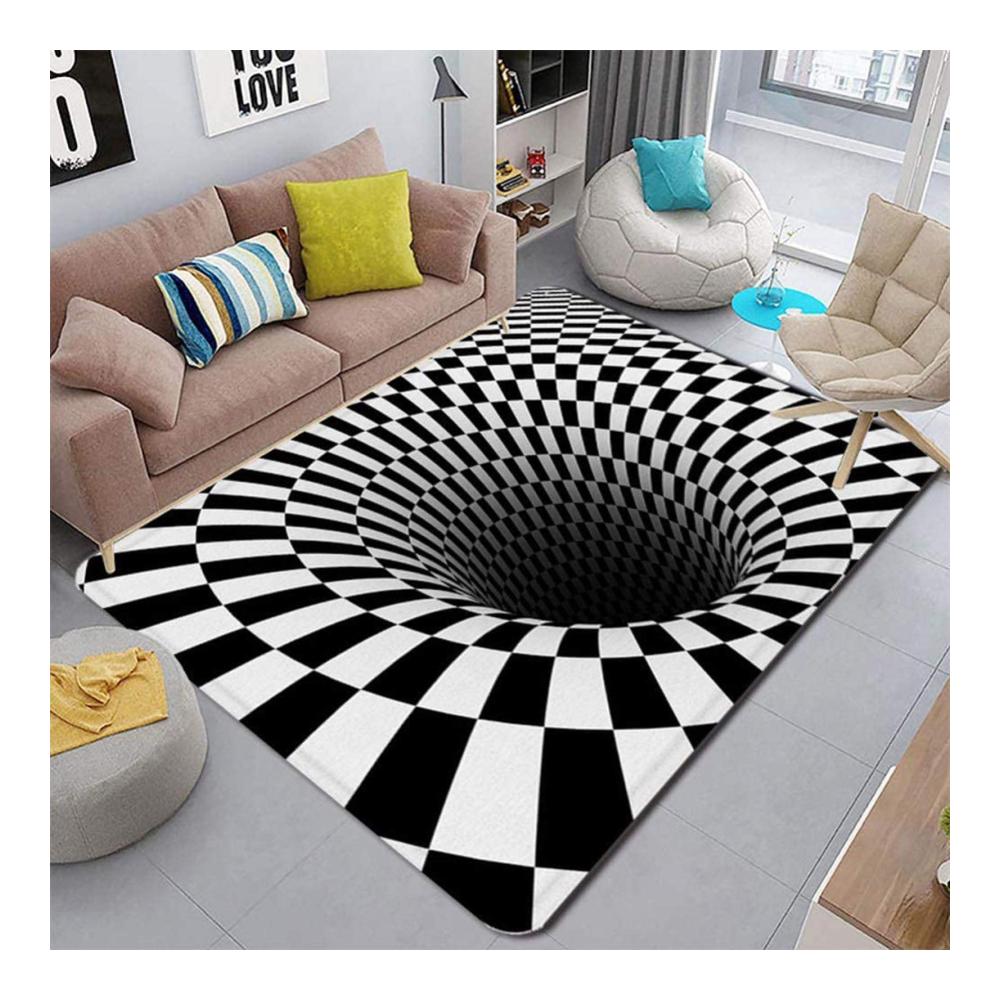3D Teppichwunder Moderner Plaid Teppich für ein stilvolles Ambiente im Esszimmer Schlafzimmer und mehr - Rutschfest optische Täuschung und Home Decor in einem! Größe 160x200