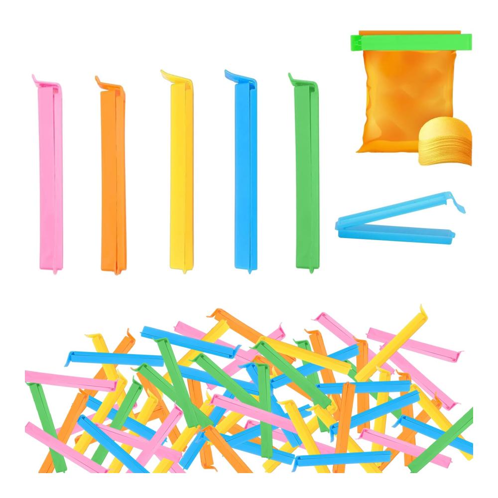 75er Set Bunte Verschlussclips für Beutel Wiederverwendbare Kunststoff Klammern für Müslispender Küche Brot Süßigkeiten & Kekse - Lebensmittel Frischhalteclips