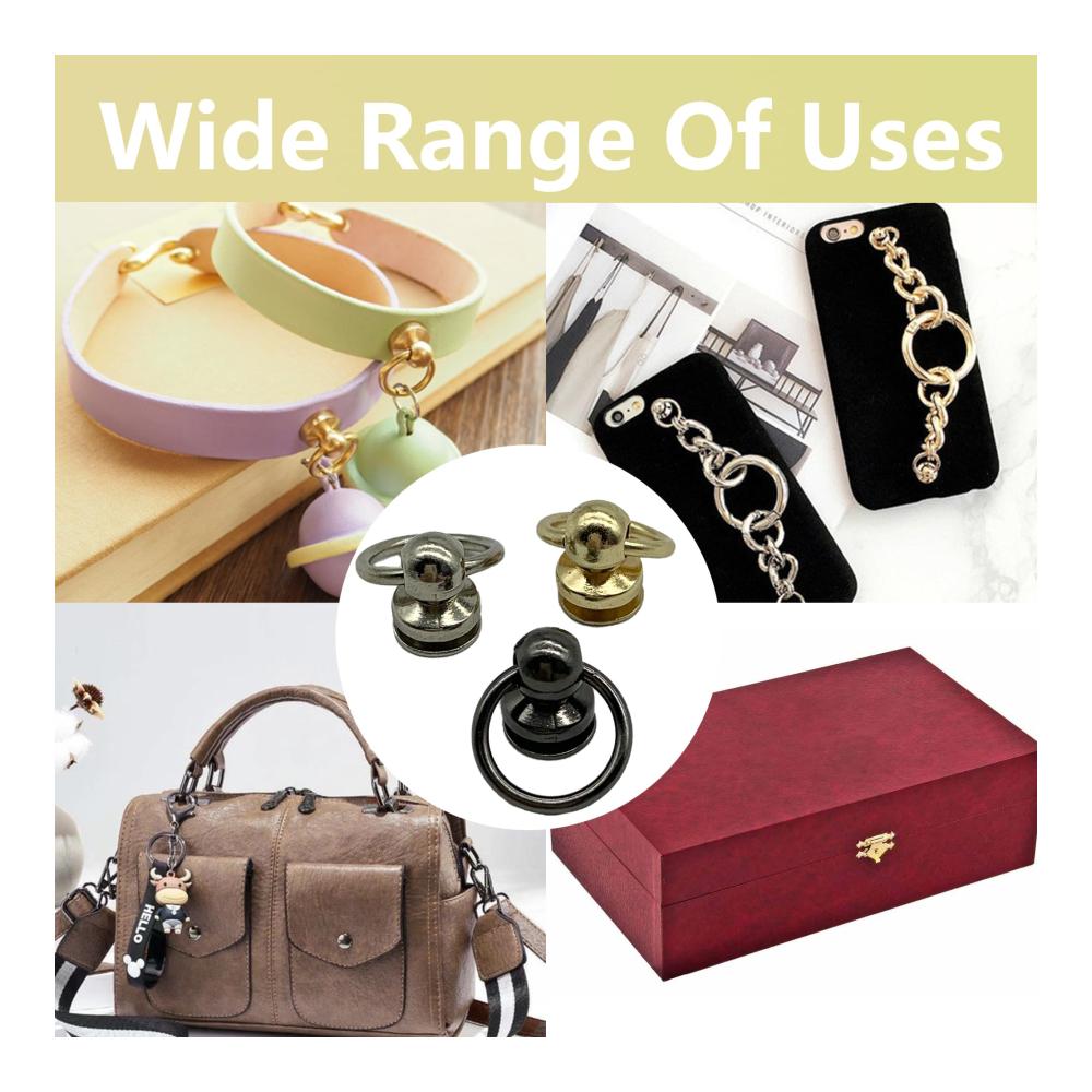 Hochwertiges Zubehör-Set 60 Stück Schraubverschluss Leder Nieten Niet Stud mit Ring für Geldbörse Telefonhülle Handtasche und mehr. Metallknopfnieten für stilvolles Design
