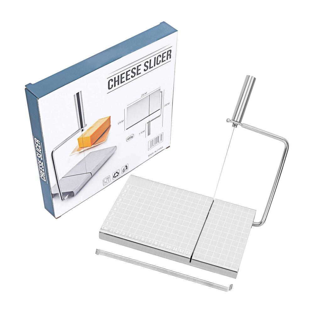 Präzises Edelstahl Käsemesser Set | Hochwertiges Schneidebrett für Metallkäse | Müheloser Drahtkäseschneider | Ideal für Blockkäse & Softfood | Butterschneidebrett Ersatz | Leicht zu verwenden