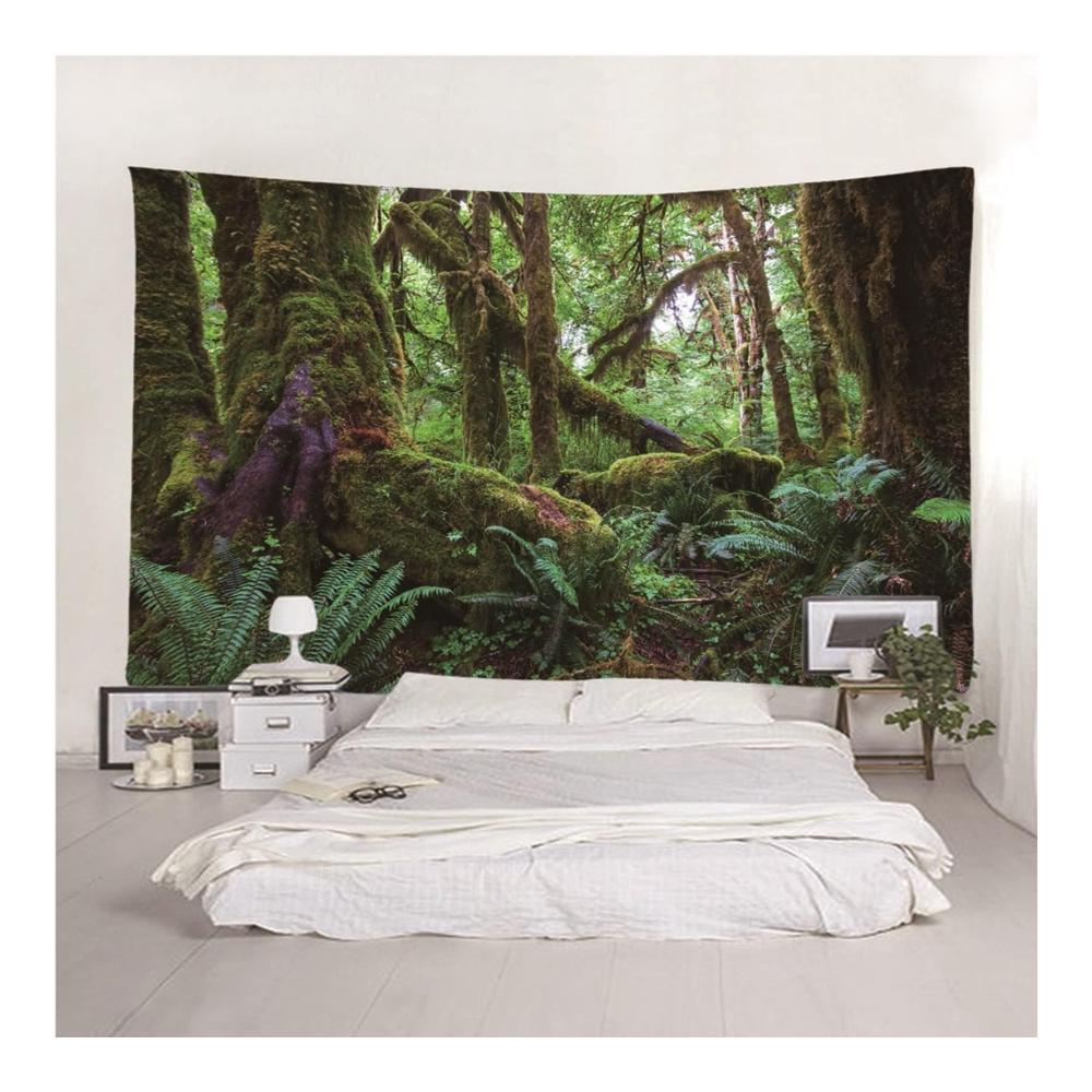 Entdecken Sie den Zauber der Natur mit unserem Skcess Wandteppich Groß - Exquisites Wanddekor mit tropischem Grün und einer faszinierenden Baumlandschaft - Hochwertiges Polyester 350x256CM. Verschönern Sie Ihr Zuhause