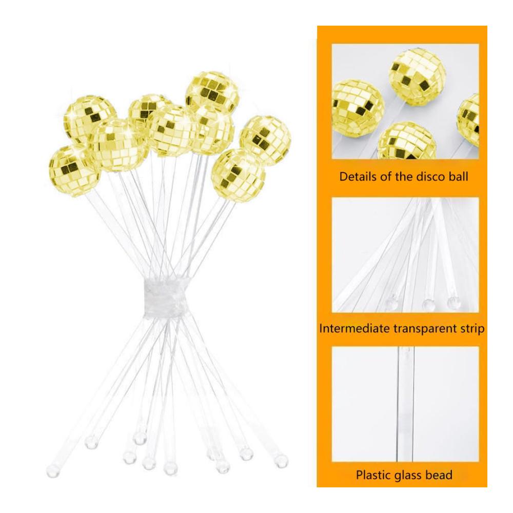 Entdecken Sie den Glanz Goldener Swizzle Stick Cocktailrührlöffel mit wiederverwendbaren Discokugeln aus Kunststoff - Perfekt für stilvolle Drinks zu Hause oder in der Bar. Erleben Sie kristallklaren Genuss