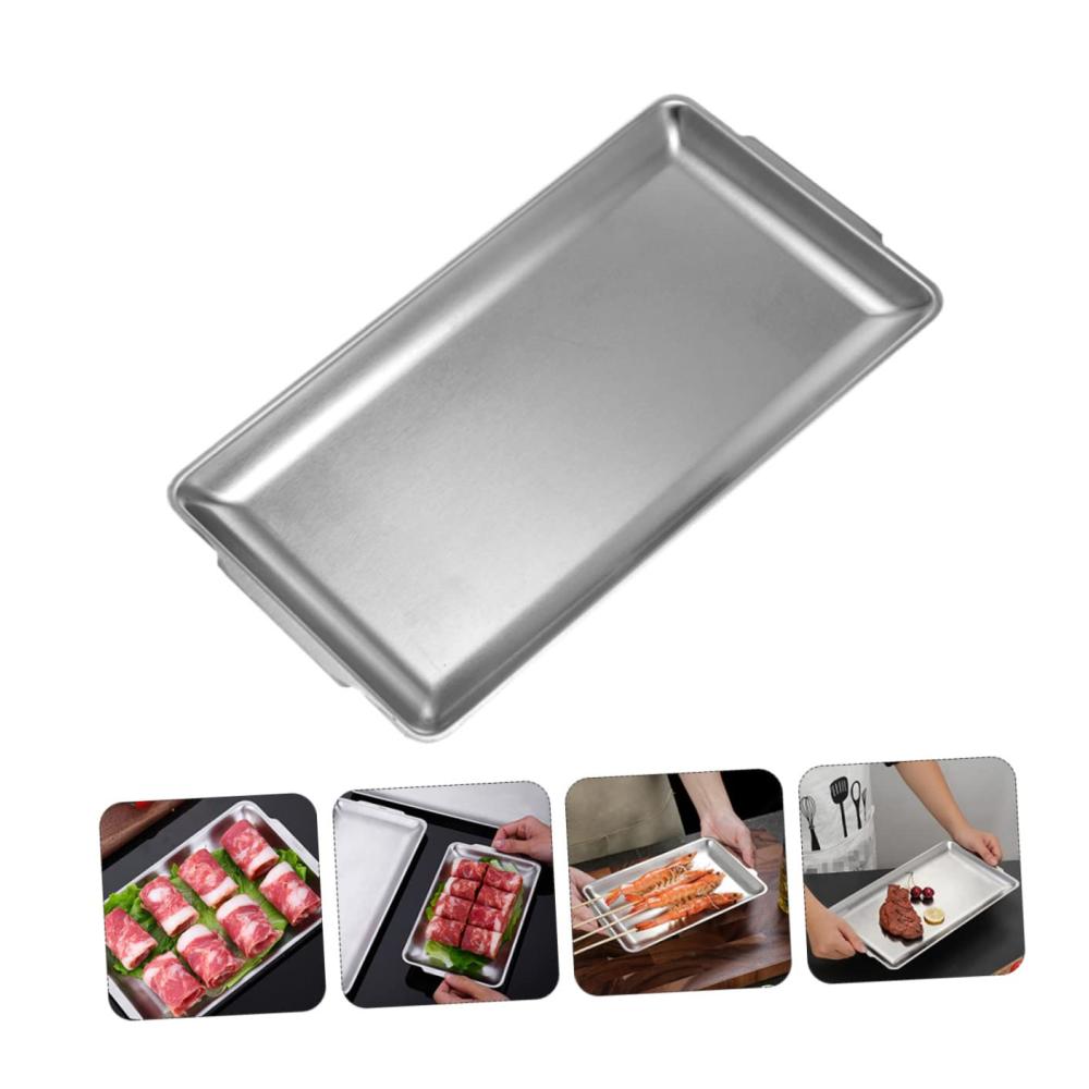 Edelstahl Grillpfannen Töpfe & Pfannen Set - Rechteckige Backform Sushi Tray Kuchenplatte - Küchenwaren aus rostfreiem Stahl für stilvolles Servieren und Dekorieren - Hochwertige Eisenplatte inklusive