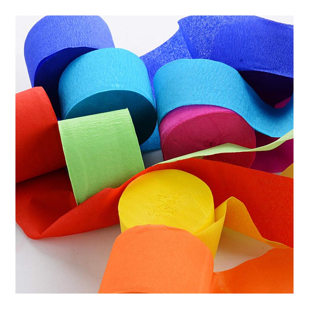 MEJOSER Premium 25m x 4.5 cm Regenbogen Kreppbänder Rolle - Hochwertiges DIY Krepppapier in 9 Farben für Partydekorationen Hochzeiten Taufen Geburtstage und Weihnachten - Kreatives Seidenpapier für unvergessliche Dek