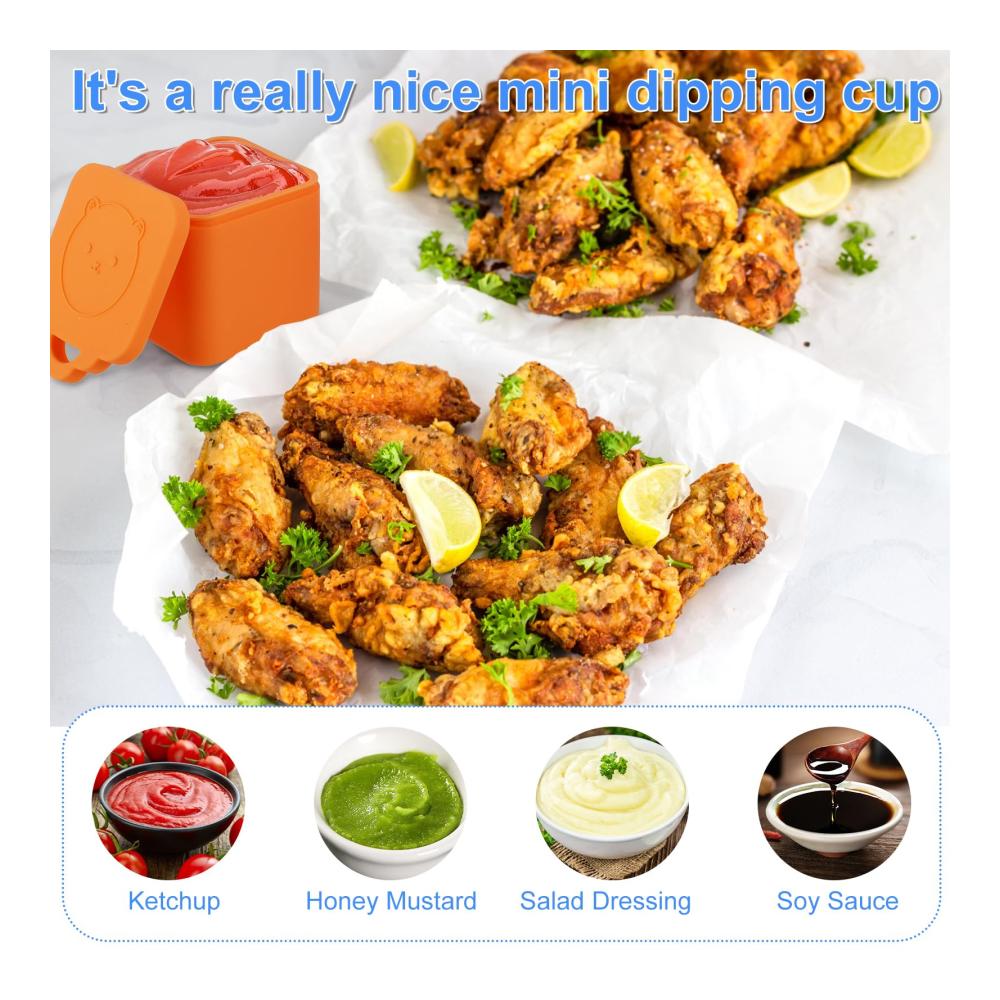 4er Set Lunch-Boxen Auslaufsichere Salat-Dressingbehälter wiederverwendbare Sauce Container BPA-freie Silikon Tassen für Bento-Boxen - Perfekt für unterwegs