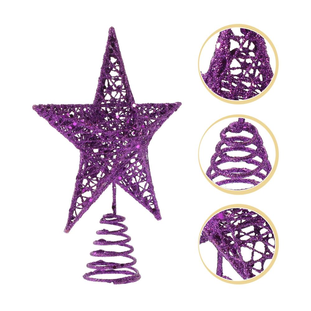 Glitzernde Weihnachtsbaumspitze Lila Stern mit 5 Spitzen für festliche Winterdekoration - Perfekt für Feiertage Partys & Heimdekoration