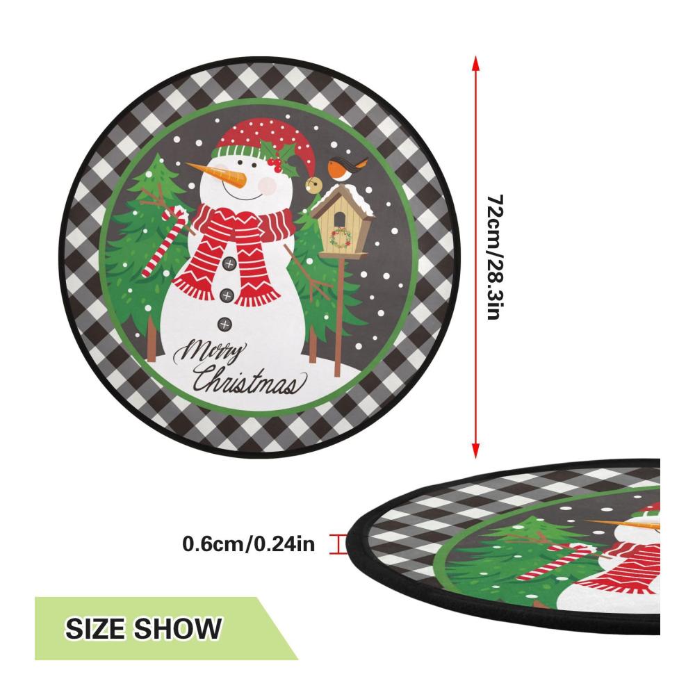 ALAZA Weihnachtsbaumständerhüllen Wasserdichte Baummatte mit Schneemann und Tartan-Design – Runde Teppich-Abdeckung für Bodenschutz und festliche