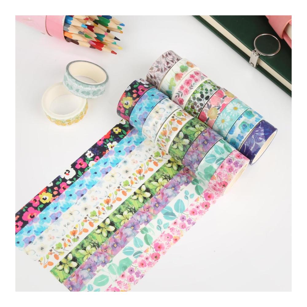 Entdecken Sie Kreativität mit Stil 18 Rollen Blumen Washi Tape Set - Bunte Klebebänder für einzigartige Bullet Journals DIY-Handwerk und Planners - Dekoratives Masking Tape für Scrapbooking und mehr