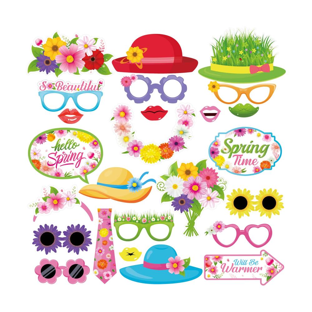 Partyfotoautomat Zubehör 25-teiliges Frühlings-Selfie-Set mit Schmetterlingen und Blumen – Ideal für Ostern Geburtstage und Baby Showers – DIY Fotobox Requisiten für unvergess