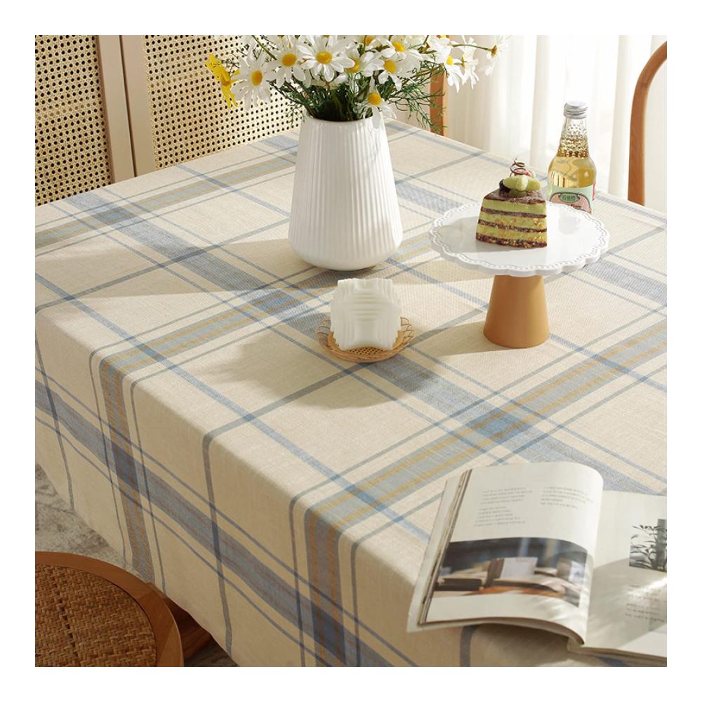 Elegante Tischdecke Leinenoptik 140x300cm – Abwaschbare Tischwäsche mit Spitzenkante Rechteckig & Pflegeleicht Ideal für Festliche An