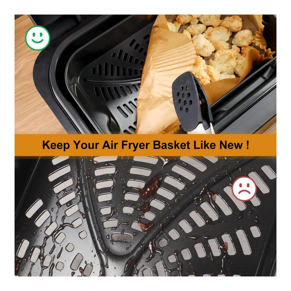 Hochwertiges Backpapier für Air Fryer | 100 Stück | Extra Stark & Antihaftbeschichtet | Perfekte Liner für knusprige Ergebnisse und einfache Reinigung | Backen ohne Fettzugabe | Lebensmittelecht