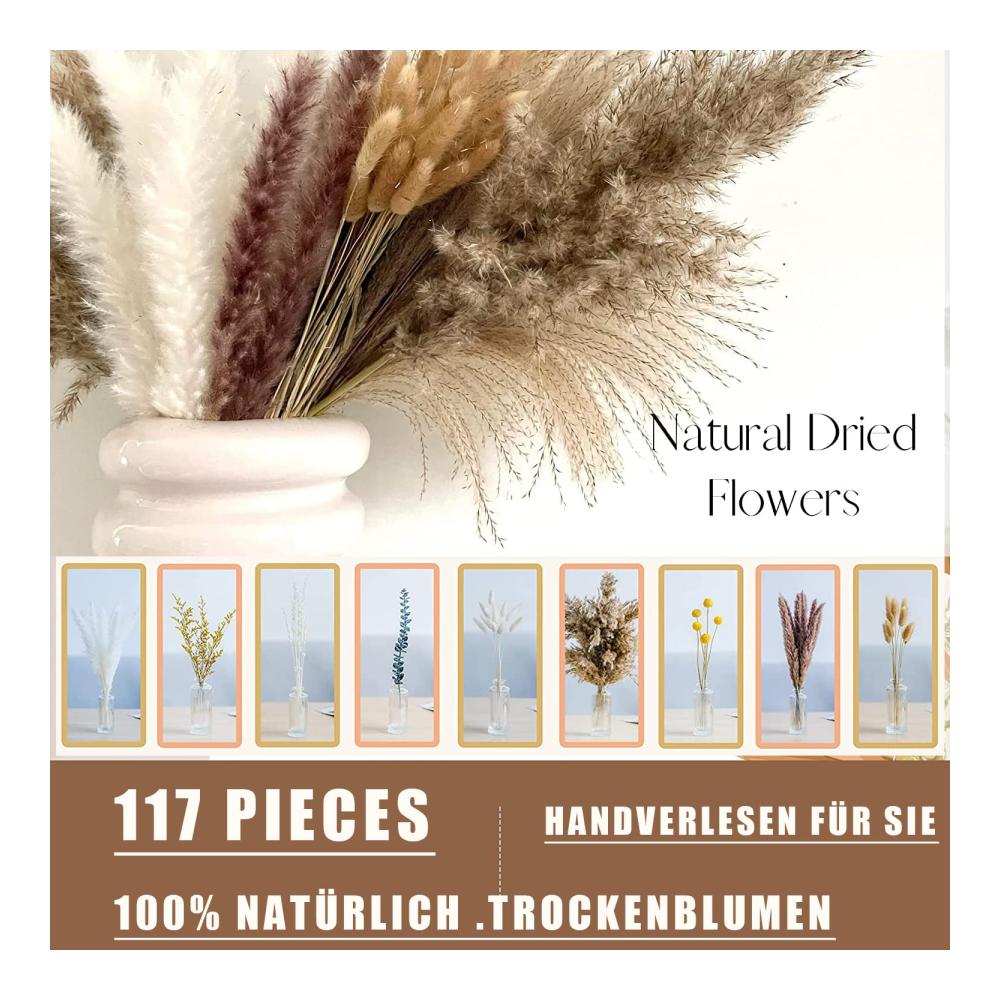 Erfrischend natürliche Dekoration Getrocknete Pflanzen - Pampasgras Bouquet für stilvolle Boho-Heimdekoration und atemberaubende Hochzeitsarrang