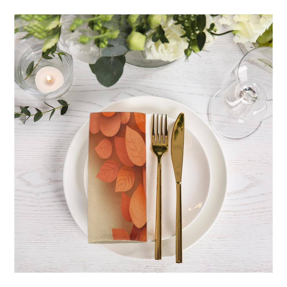 Entdecken Sie die Eleganz Herbstblätter Stoffservietten | Waschbar & Wiederverwendbar | Gesäumte Kanten für Zuhause Hochzeit Party | Dekorative Tischdekoration | 6 Stück 50.8 x 50.8cm
