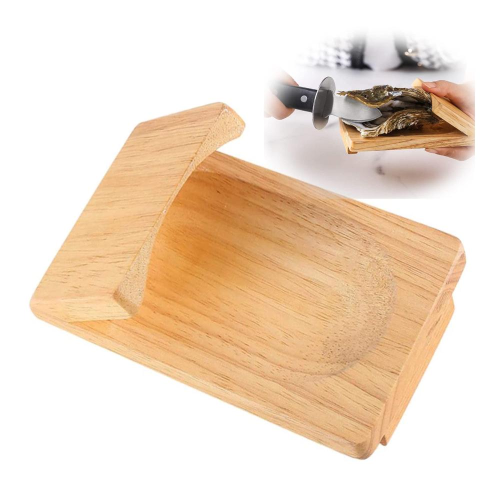 Holz Austernöffner Klemme & Messer Set | Meeresfrüchte-Werkzeuge für Küche | Oyster Holder & Opener Kit | Inklusive Halter & Schneidewerkzeug | Premium Austern Zubehör & Schneiderei |