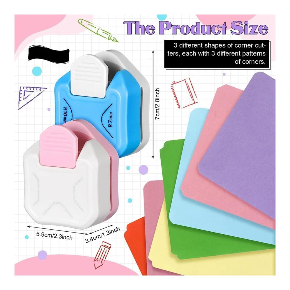 Verleihen Sie Ihren Bastelprojekten mit unserem 3-teiligen Eckenrunder-Papierstanzer-Set in 3 Varianten einen professionellen Touch! Ideal für Kartenherstellung und mehr