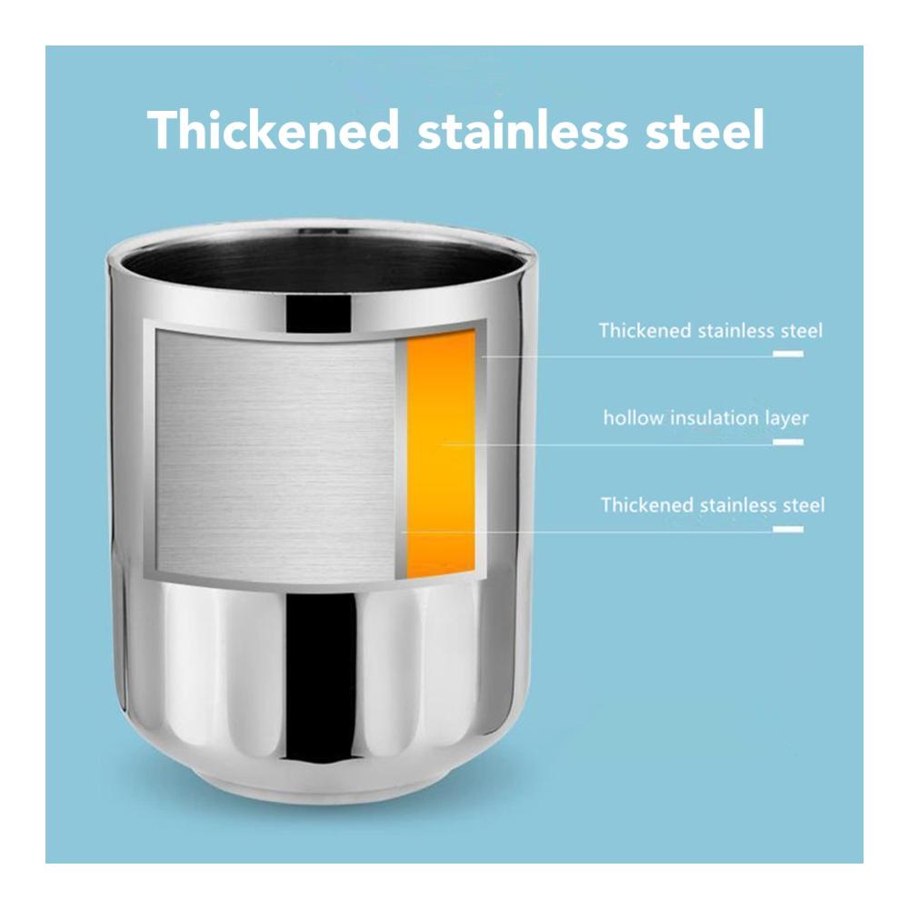 Premium Bechersets 4-teiliges Kaffeetassen-Set aus doppelwandigem Edelstahl | Verhindert Verbrühungen | Perfekt für heißen und kalten Kaffee Wasser und Tee | 200 ml Kapazität