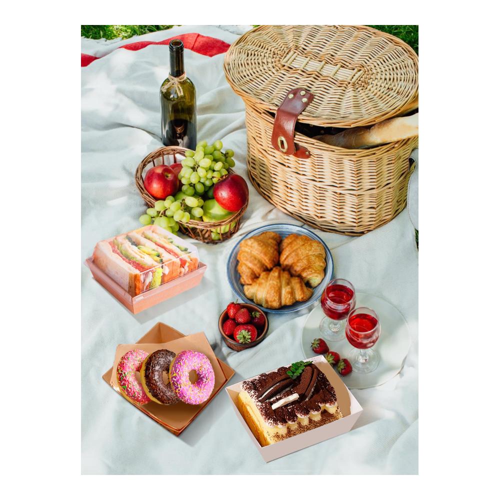 Praktische Kuchenbehälter & Lebensmitteltransportboxen - CoKeeSun 30er Set Pappe 12cm mit Transparentem Deckel Backpapier & Aufkleber Ideal für Cupcakes Sandwiches Macarons - Take Away Option (Weiß