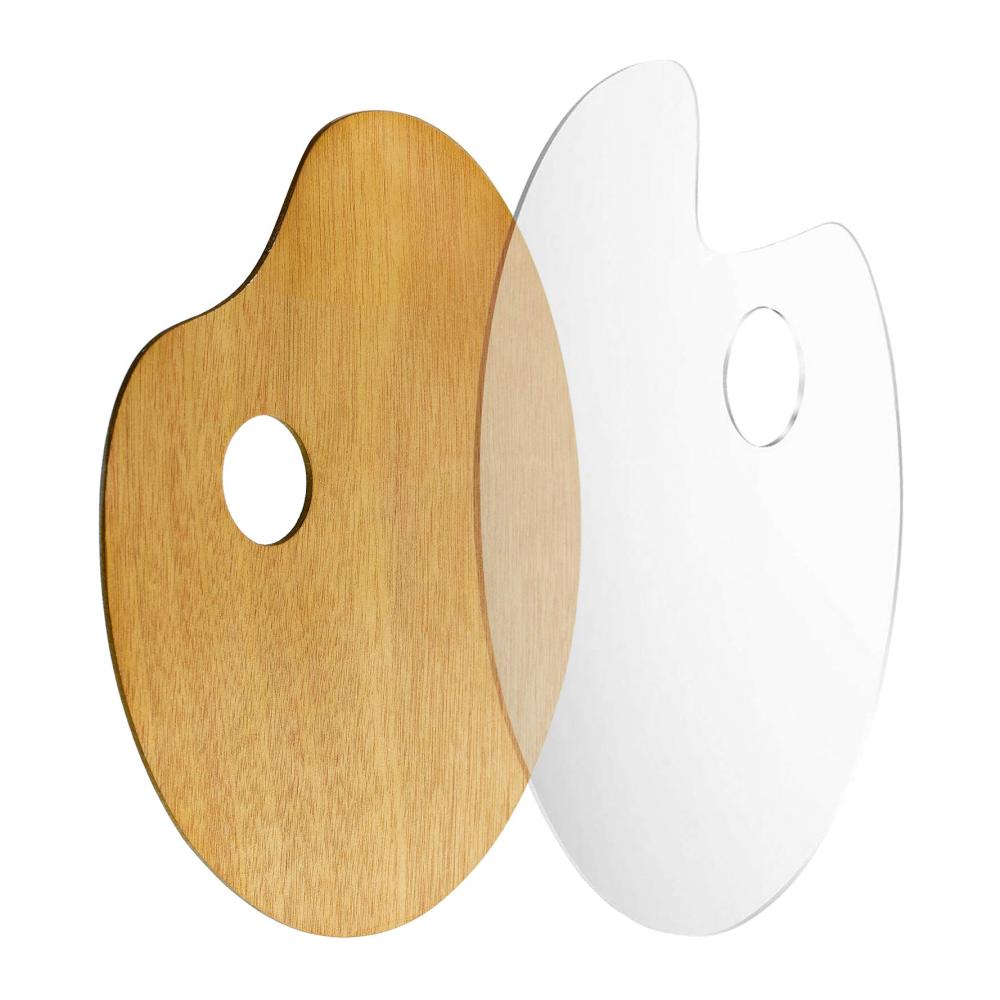 Malkästen Deluxe Hochwertige Winfred 2 Stück Holzmalpalette Set für Kinder & Künstler - Acryl Oval Mischpalette mit Daumenloch - Perfekte Farbmischpalette für Ölfarben Aquarell & Kunstmalerei