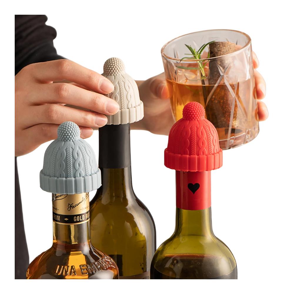 Genießen Sie länger frische Getränke! 3er Set Weinflaschenverschlüsse & Ausgießer – Silikon wiederverwendbar perfekt für Wein Champagner Bier & mehr