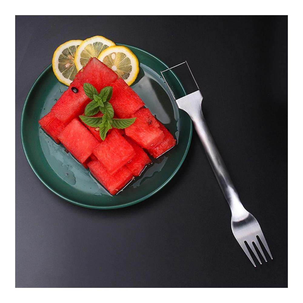 Hochwertiger 2-in-1 Obstschneider aus Edelstahl 304 | Multifunktionale Wassermelonen- und Cantaloupe-Melonen-Schneidewerkzeuge | Ideal für Mango-Salat und Küchengemüse | Doppelkopf-Design