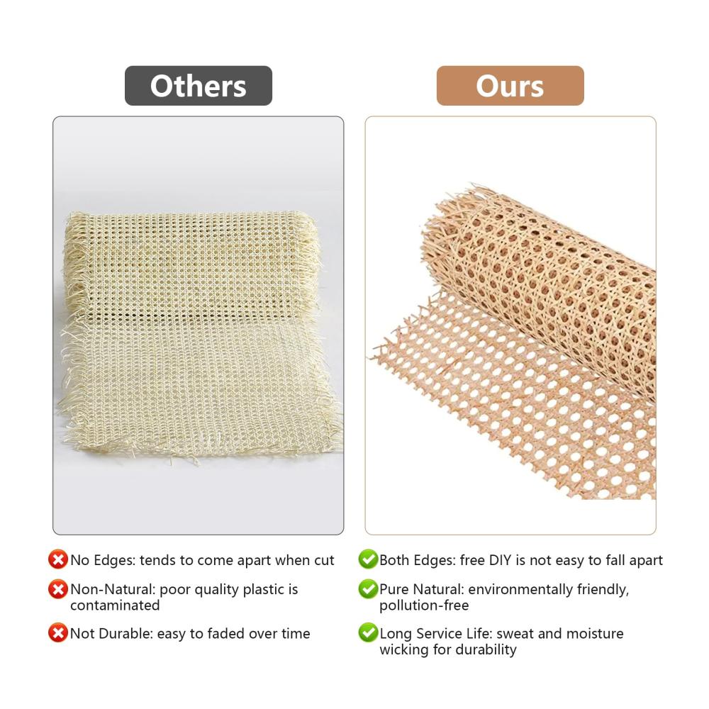 Hochwertige Rattan-Gurtbandrolle für DIY-Projekte | Schimmelfestes Flechtrohrgewebe für Stuhlreparaturen | 15m x 40cm Holzfarbe | Perfekt für Wiener Geflecht