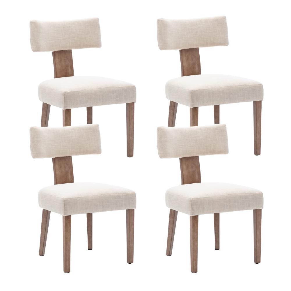 Entdecken Sie den Charme des Esszimmers - 4er Set Vintage Esszimmerstühle | Bequeme Leinenpolsterung | Stilvolle Holzbeine | Ideal für Esszimmer Küche und Wohnzimmer | Klass