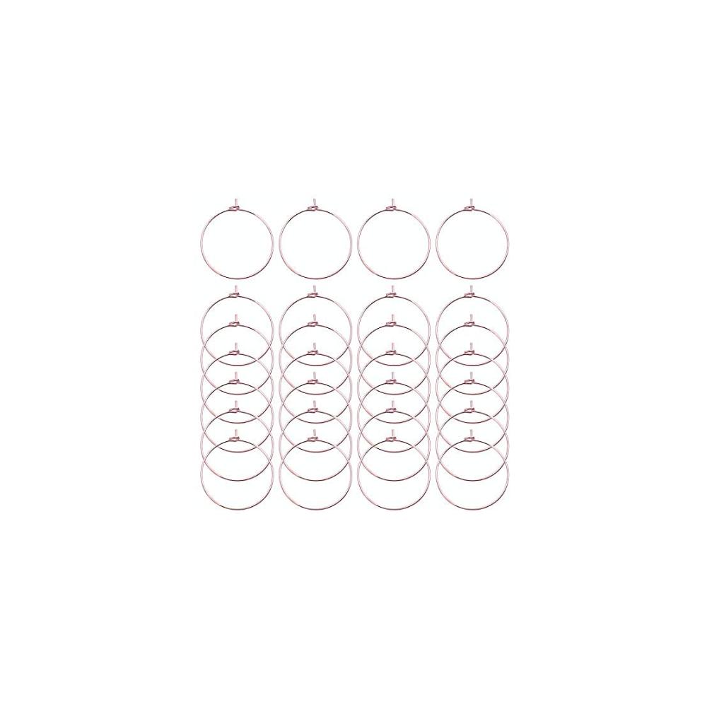 100 Stück Glasmarkierer & Anhänger Set - Weinglas-Ringe & Ohrringe - Kreolen 25mm - Rotgold - Perfekt für stilvolle Tischdekorationen & Partys