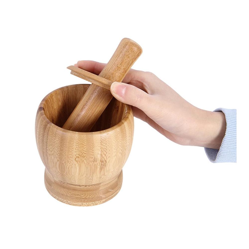 NC Holzmörser Set Mörser & Stößel Set - Hochwertiges Handbuch-Set für Gewürze Kräuter und mehr - Küchenmörser aus Holz für einfaches Mahlen - Traditionelles Design für die moderne Küche
