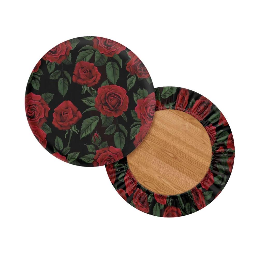 Verleihen Sie Ihren Stühlen Eleganz mit diesen waschbaren elastischen Sitzauflagen in Blumendruck. Rote Rosen-Muster für Barhocker Hocker und mehr. 2 Sets Größe M. Stilvoller Schutz für Ihre Sitzmöbel