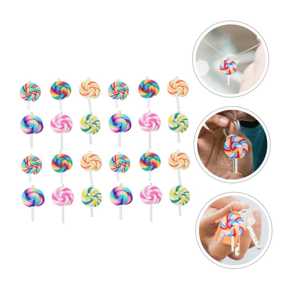 90 Stk Süße Lutscher-Schmuckanhänger-Set für DIY Kinder und Heimwerker - Charmante Polymer-Ton-Anhänger für Schlüsselbund und mehr