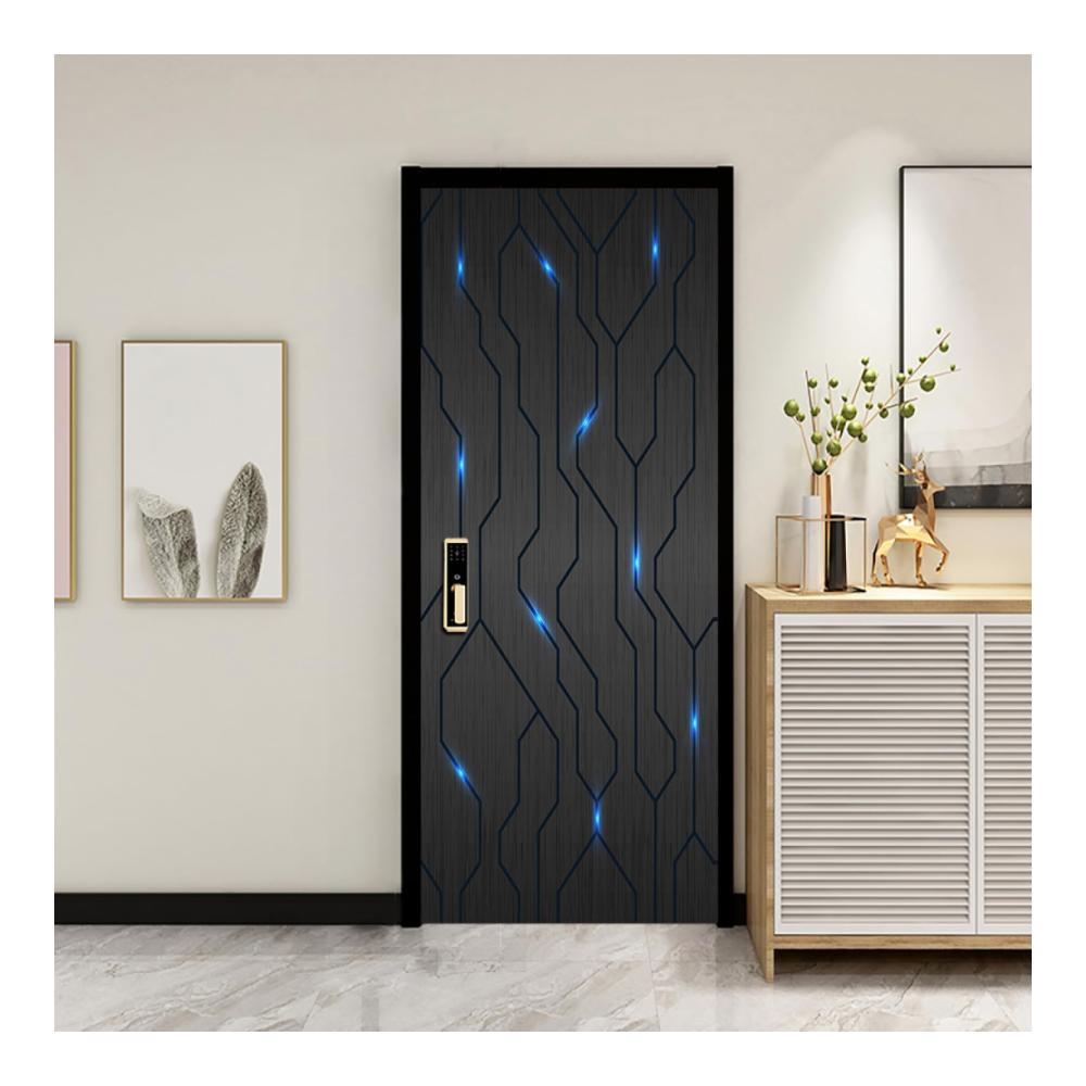 Erfrischen Sie Ihr Zuhause! Schwarz Blau Abstrakt 3D Türtapete Selbstklebend - Wasserdicht Abnehmbar & Stilvoll! Wohnzimmer Tür Aufkleber - PVC Türaufkleber für einzigartige Akzente! (88x200cm