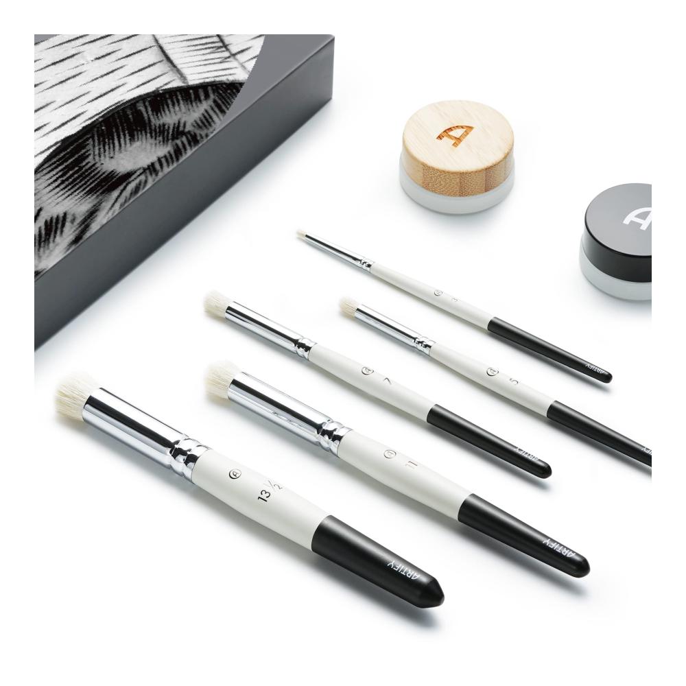 ARTIFY Trockenpinsel Set Perfekte Pinsel für Miniaturmalerei – Profi Trockenpinsel für Miniaturen und Modelle in 5 Größen – Ideal für Tabletop- und Warg