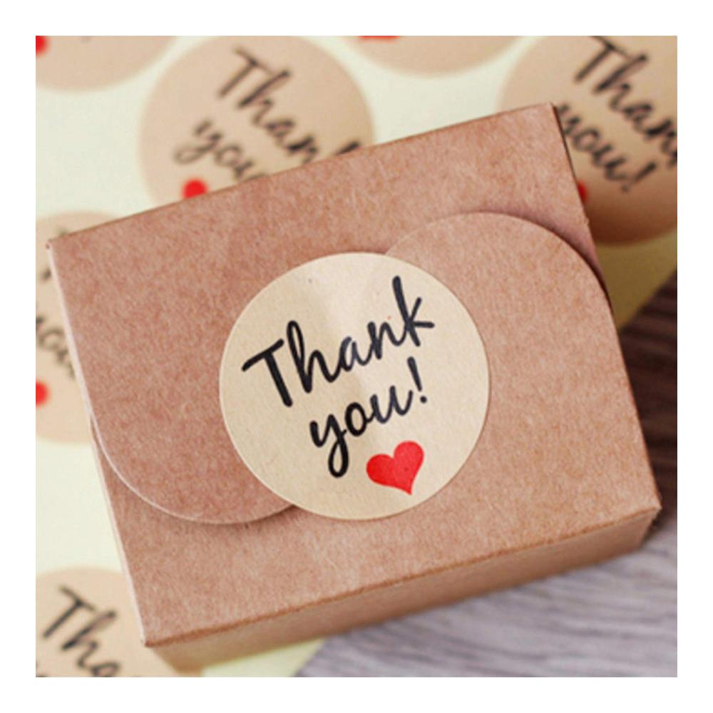 48 Kraftpapier Sticker Thank You für Hochzeit & Party - Deko Aufkleber mit Versiegelung - Rustikale Vintage Design - 48 Stück