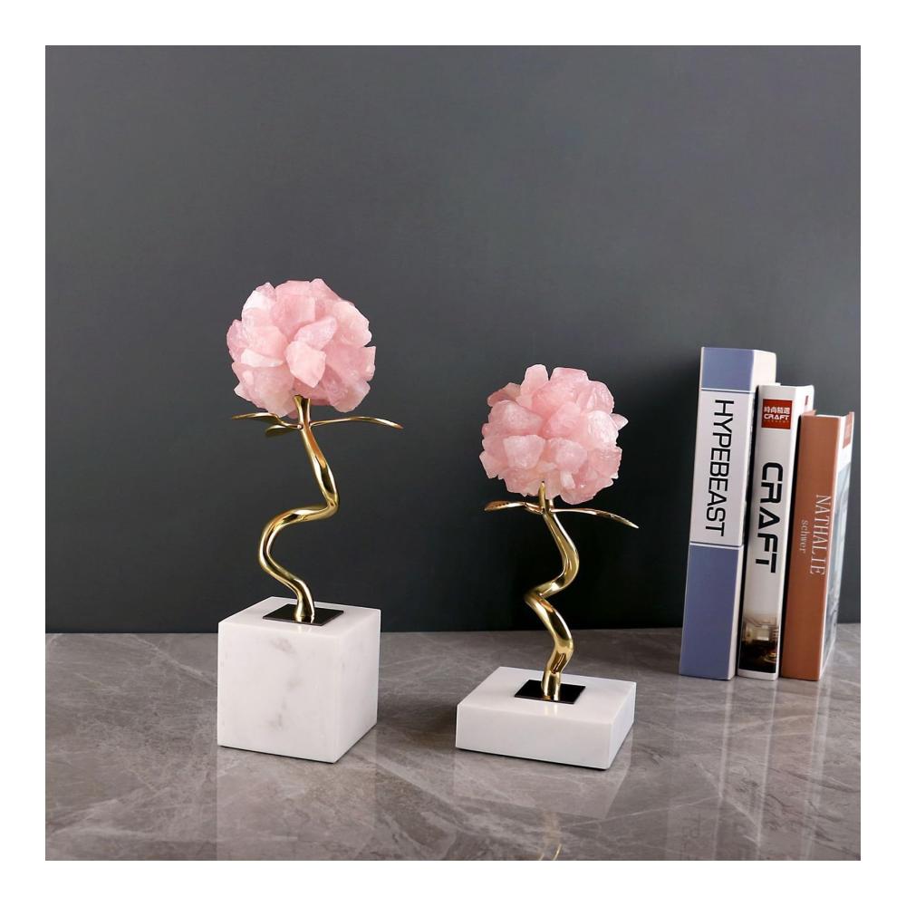 Konservierte Blumen Kristall-Hortensien-Blumenfigur mit Marmorsockel | Handgefertigte Glasblumenstrauß-Skulptur für Tischdekoration | Perfektes Geschenk zu Weihnachten und Geburtstag (Gold Größe A
