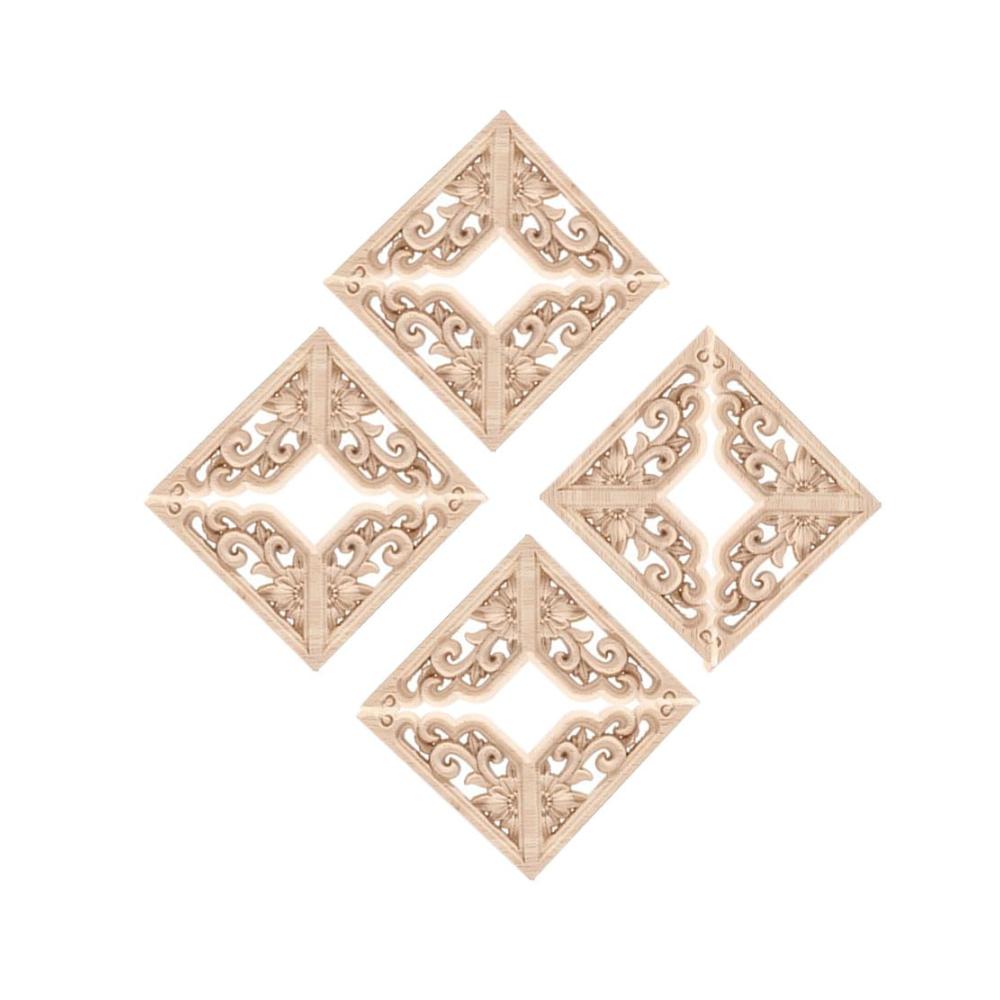 Holzverzierungen Elegante Eckonlays im europäischen Stil - 8 Stück. Holzwerken leicht gemacht! Möbelapplikationen für kunstvolle Akzente. Unlackierte Holzapplikationen für DIY-Projekte