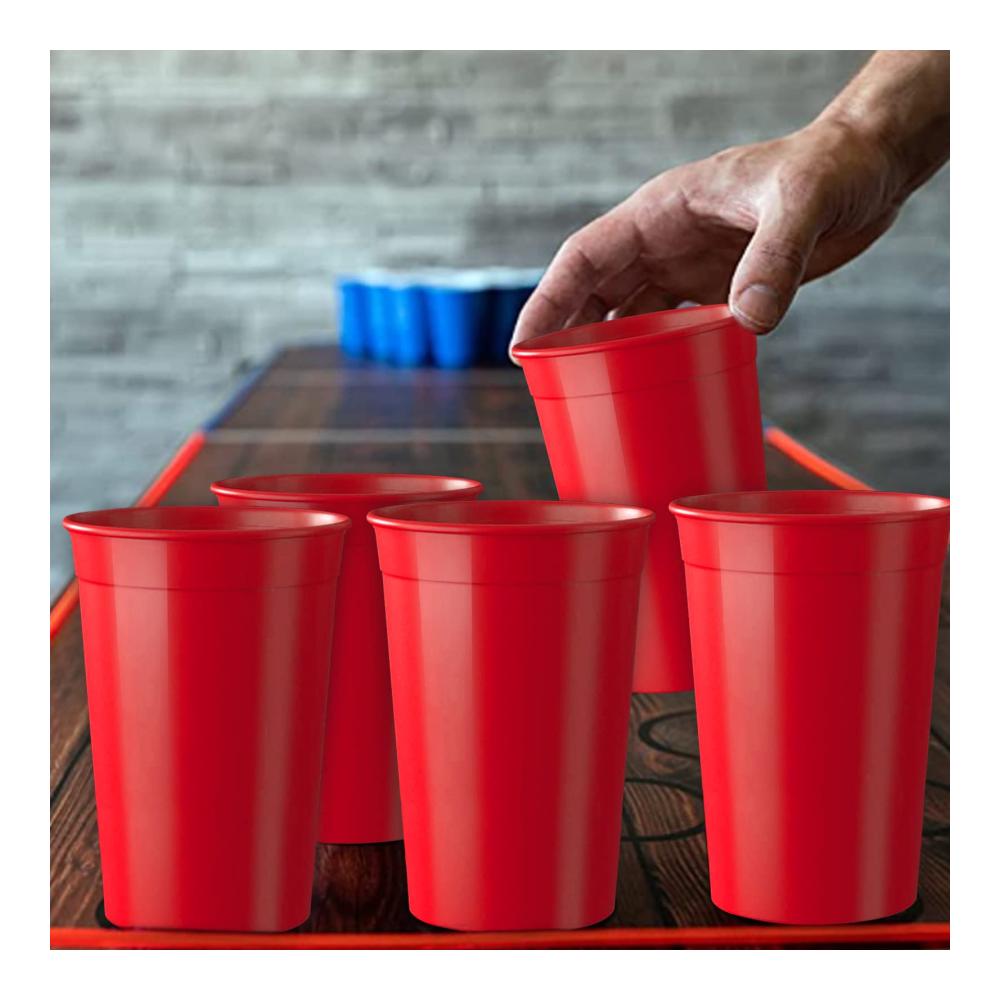 Ultimatives Bierpong-Set 22 wiederverwendbare Becher für Party-Spaß! Perfekt für Weihnachten Geburtstage & Hochzeiten. 473ml Schwarz-Rot Design