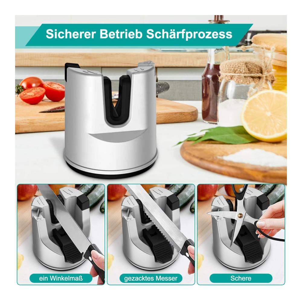 Manuelle Messerschärfer Präziser Multifunktionsschärfer für Gezackte und Geradlinige Messer sowie Scheren. Inklusive Automatischer Winkelumwandlung