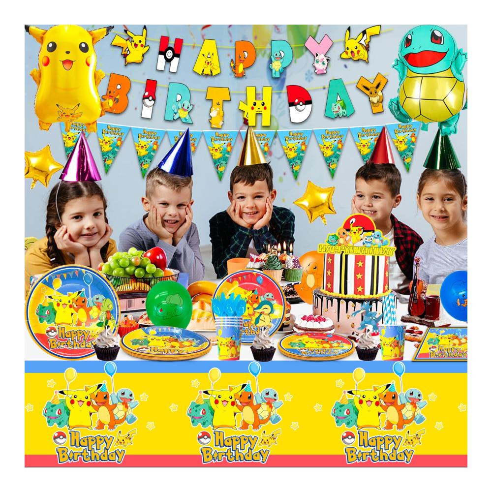 Cartoon Geburtstag Party Set 138pcs Lustige Deko & Geschirr Luftballons Teller & Becher für Kindergeburtstag! Perfektes Partyzubehörset für unvergessliche Feiern mit Cartoon-Thema