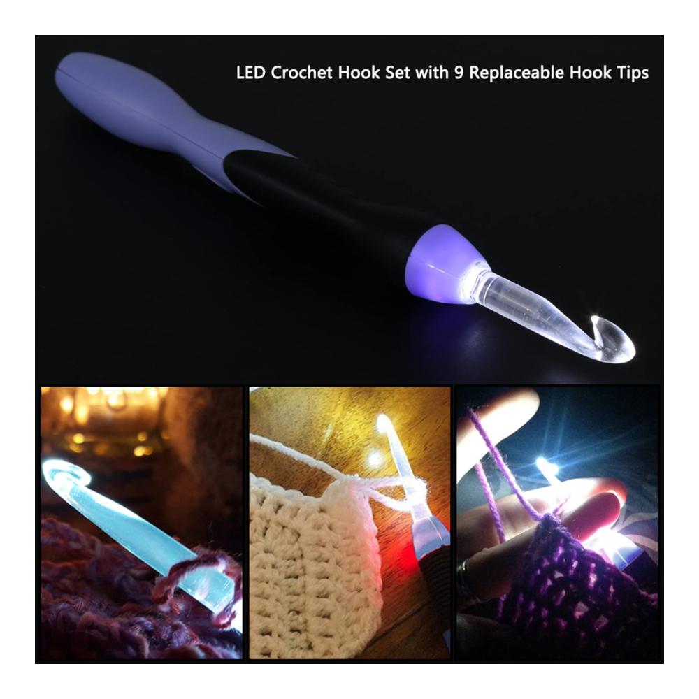 Entdecken Sie das ultimative Häkelnadel-Set LED-leuchtend wiederaufladbar mit austauschbaren Spitzen und Köpfen. Ergonomischer Griff für müheloses Häkeln. Perfekt für DIY-Projekte