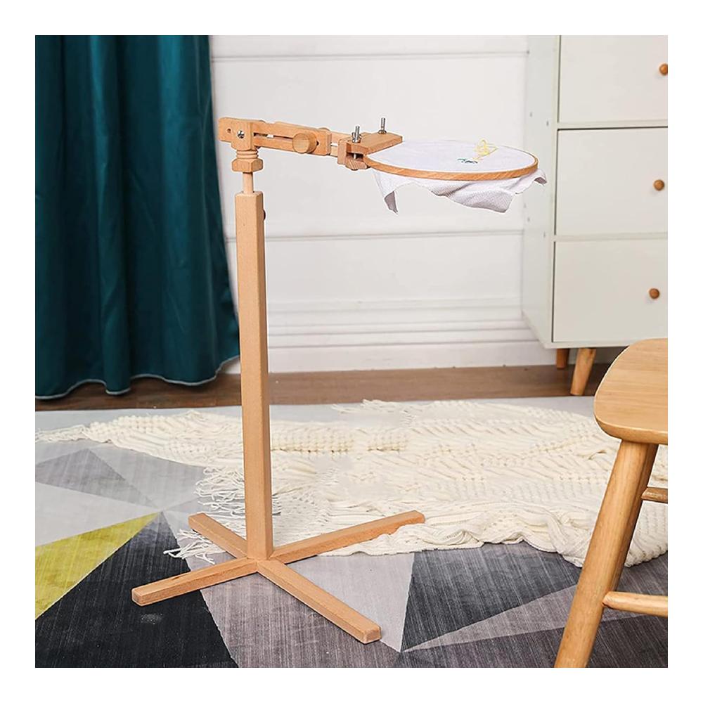Hochwertiges Nähset & Werkzeug Verstellbarer holzerner Stickständer für Kreuzstich & Stickerei - Stabiler Nadelbodenrahmen für Kreative - Ideal für Stickliebhaber - 85*33cm